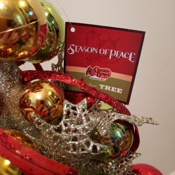 (2) Vintage Cracker Barrel "Season of Peace" Decorative Christmas Trees NWT - Picture 3 of 5